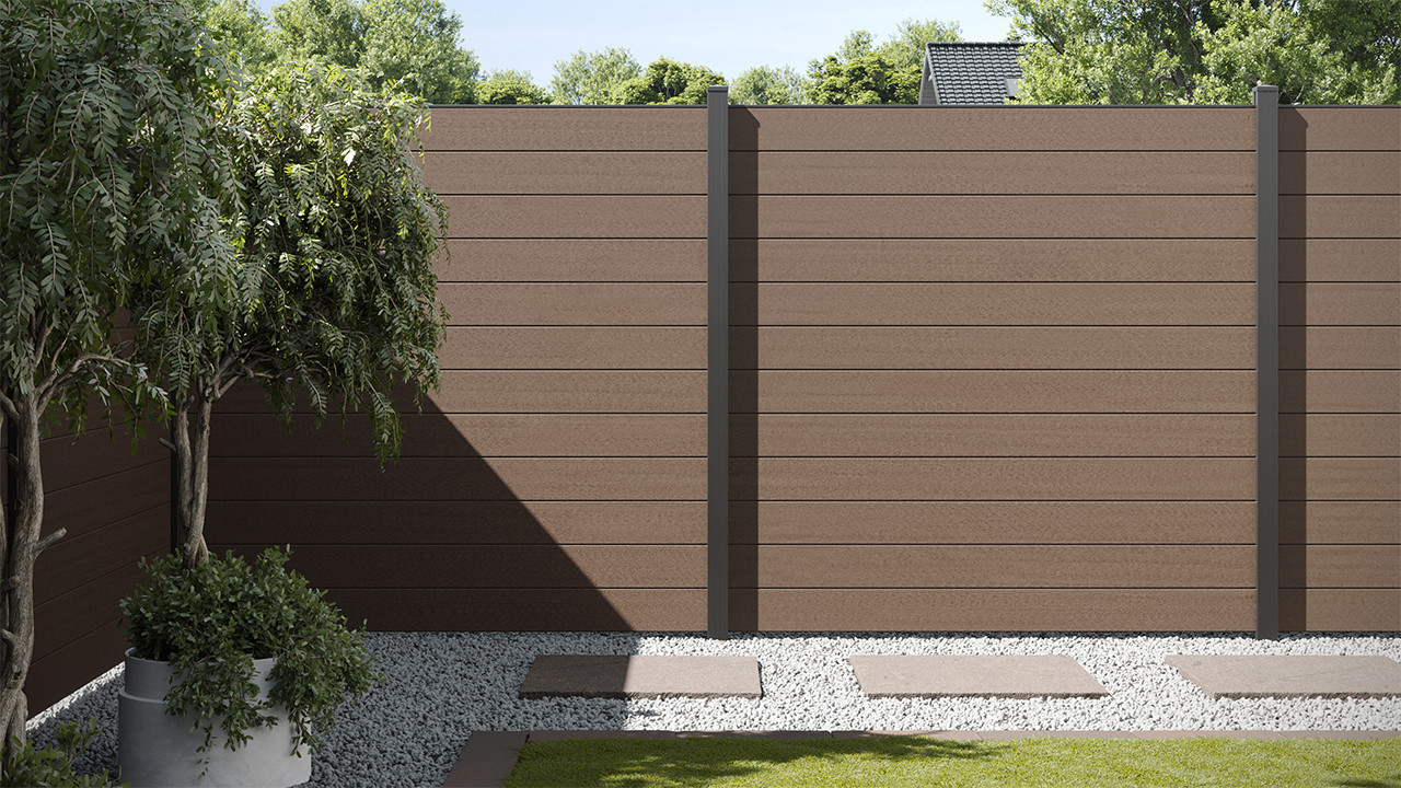 recinzione planeo Gardence WPC - Mocca Brown incl. inserto design a scelta  180 x 180 cm - Recinzioni giardino