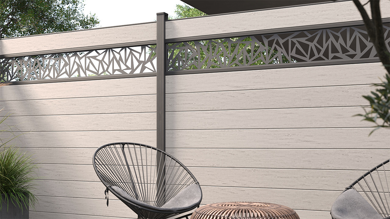 recinzione planeo Gardence WPC - Desert Sand incl. inserto design a scelta  180 x 180 cm - Recinzioni giardino