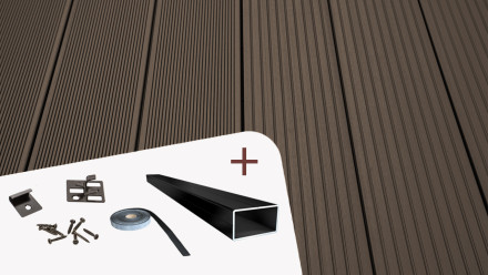 TitanWood set completo 3m struttura a listello cavo scanalato marrone scuro 51m² incl. alluminio-UK