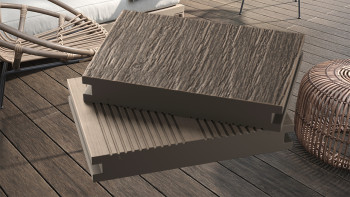 planeo WPC decking plank - tavola piena grigia - scanalata/testurizzata