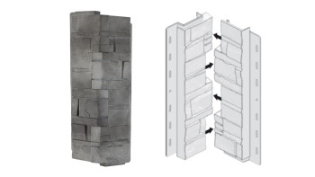 angoli di facciata planeo in pietra laminata basalto - 406 x 149 mm