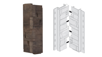 angoli di facciata planeo in pietra stratificata Brownstone - 406 x 149 mm